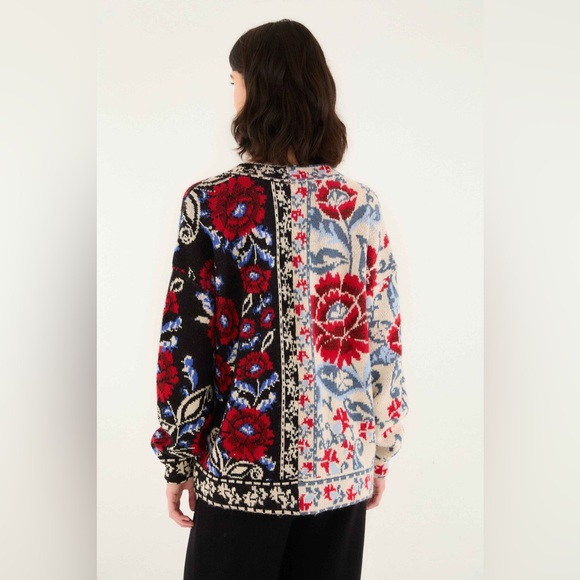 Farm Rio: Black Mixed Valentina V Neck Knit Cardigan - Picture 2 of 10